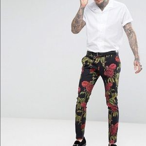 NWT ASOS rose print super skinny pant sz 32 x 32